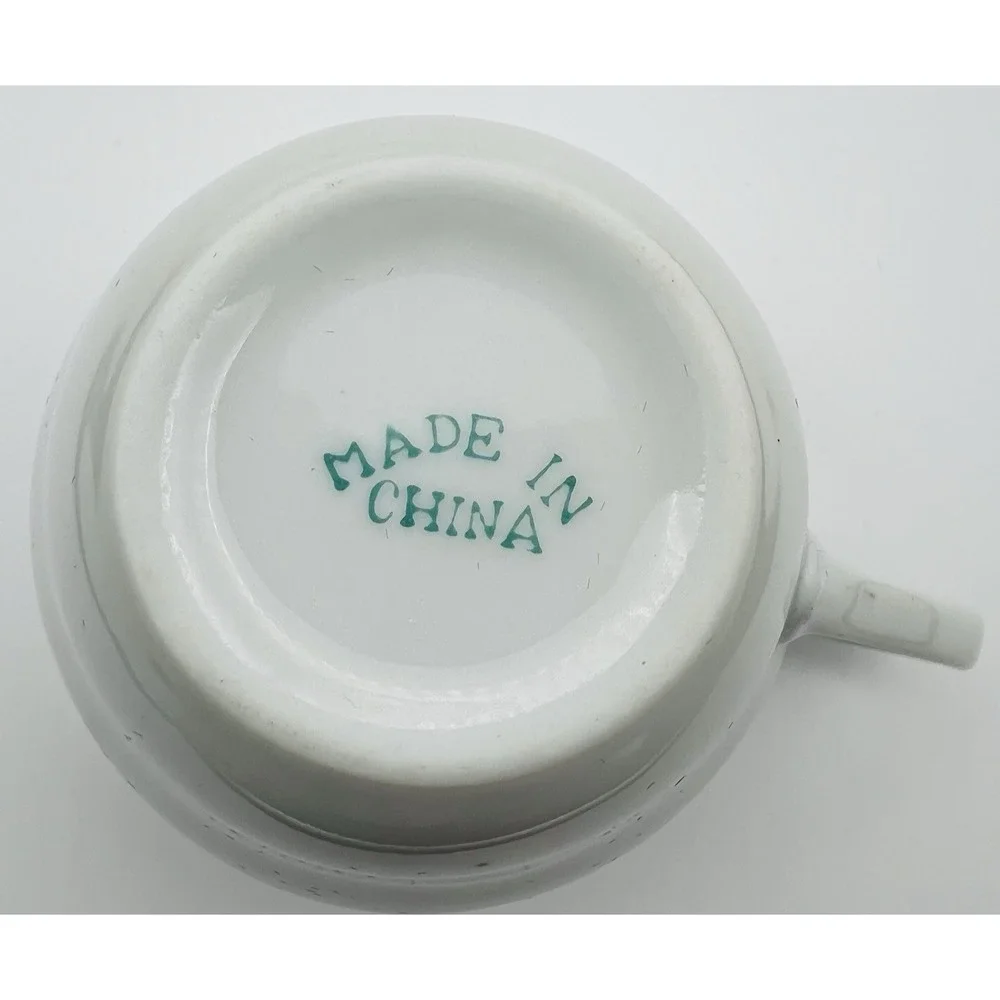 Vintage China Teacup Saucer Blue Silver Floral Porcelain Cottagecore Tea Set